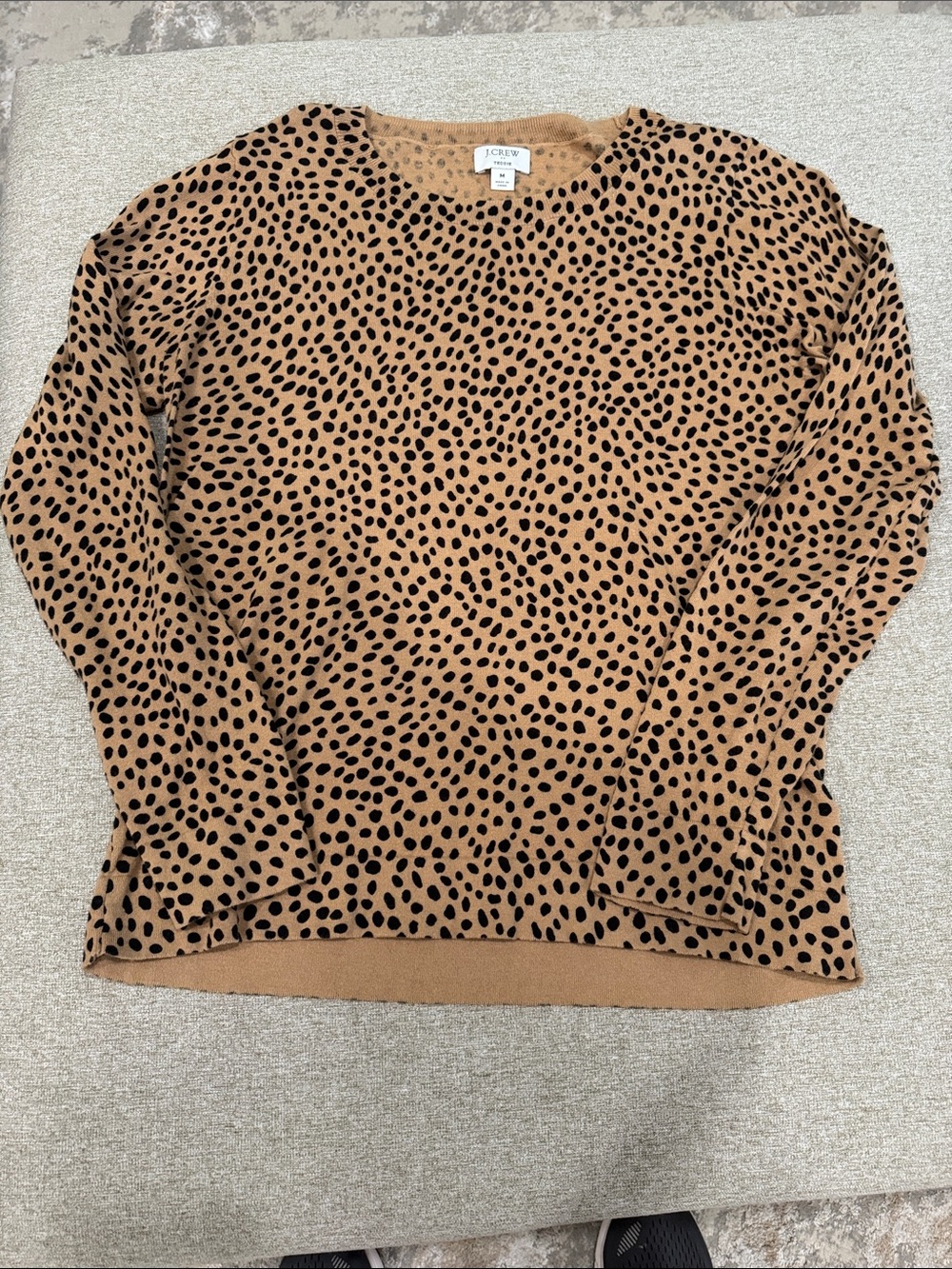 J. Crew Tan and Black Leopard Print Crewneck Sweater